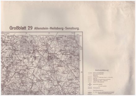 ALLENSTEIN /Olsztyn/ - Heilsberg - Sensburg. Karte des Deutschen Reiches 1:100 000. Grossblatt 29.