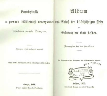 Album aus Anlass der 1050jährigen Feier der Gründung der Stadt Teschen.