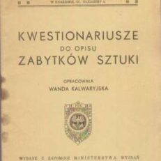 KWESTIONARIUSZ do opisu zabytków sztuki