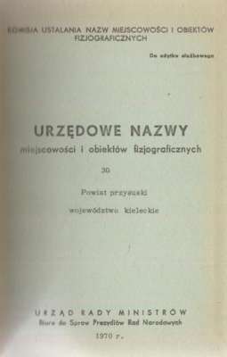 URZĘDOWE nazwy miejscowości i obiektów fizjograficznych
