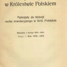 PROCESY Polityczne w Królestwie Polskiem. Materjały do historji ruchu rewolucyjnego w Król. Polskiem. Materjały z okresu 1878-1885. Zeszyt I.: Rok 1878-1879