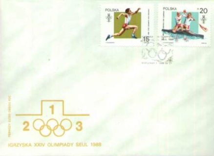 KOPERTA pierwszego dnia obiegu z roku 1988 "Igrzyska XXIV Olimpiady. Seul".