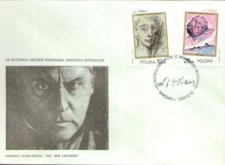 KOPERTA pierwszego dnia obiegu z roku 1985 "100 rocznica urodzin Stanisława Ignacego Witkiewicza". FDC Fi 2859-2863. - obrazek 2