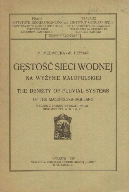 Gęstość sieci wodnej w zachodniej części Wyżyny Małopolskiej. Z dodatkiem: Heynar Wilhelmina, Gęstość sieci wodnej w środkowej części Wyżyny Małopolskiej.