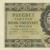 BANKNOT o nominale 500 zł z 1940 r., tzw. GÓRAL. Na rewersie: Widok Morskiego Oka.