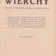 WIERCHY 1926. Rok czwarty. Rocznik poświęcony górom i góralszczyźnie.