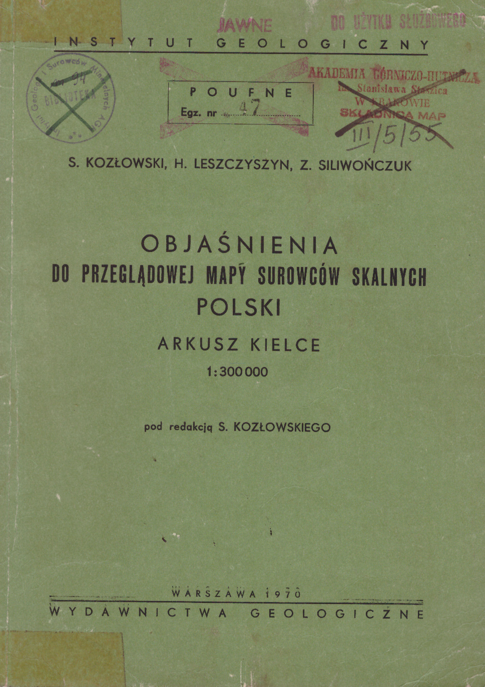 Objaśnienia do przeglądowej mapy surowców skalnych Polski.  Arkusz Kielce 1:300 000.