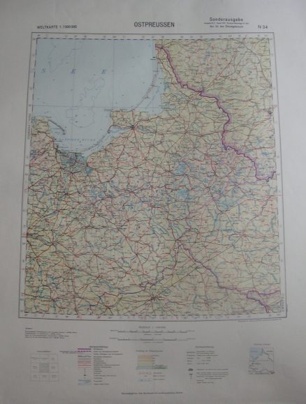 OSTPREUSSEN. N 34. Weltkarte 1:1 000 000.