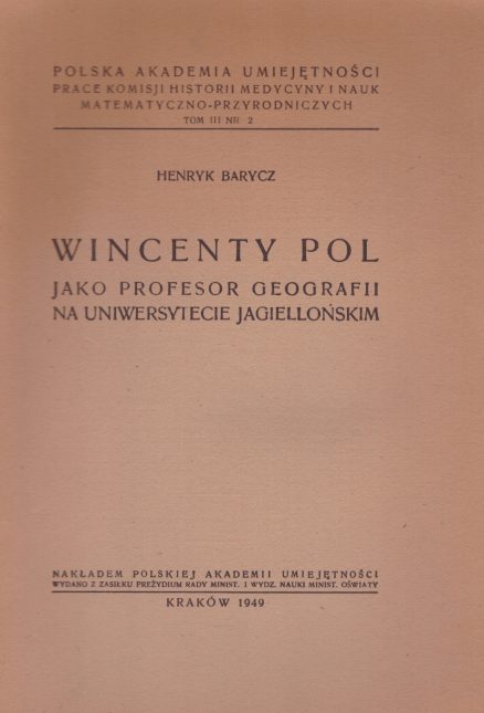 Wincenty Pol jako profesor geografii na Uniwersytecie Jagiellońskim