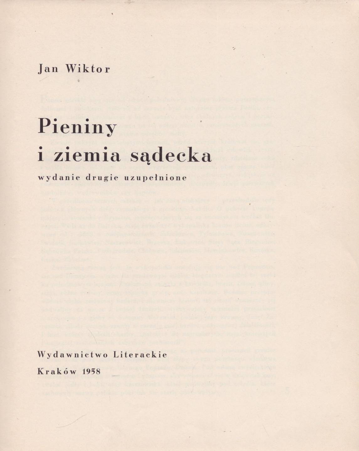 Pieniny i Ziemia Sądecka. Wydanie drugie uzupełnione. Dedykacja autora.