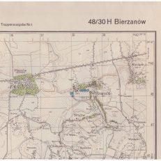 BIERZANÓW 48/30 H. Generalgouvernement 1:25 000. Deutsche Heereskarte. Truppenausgabe Nr 1.