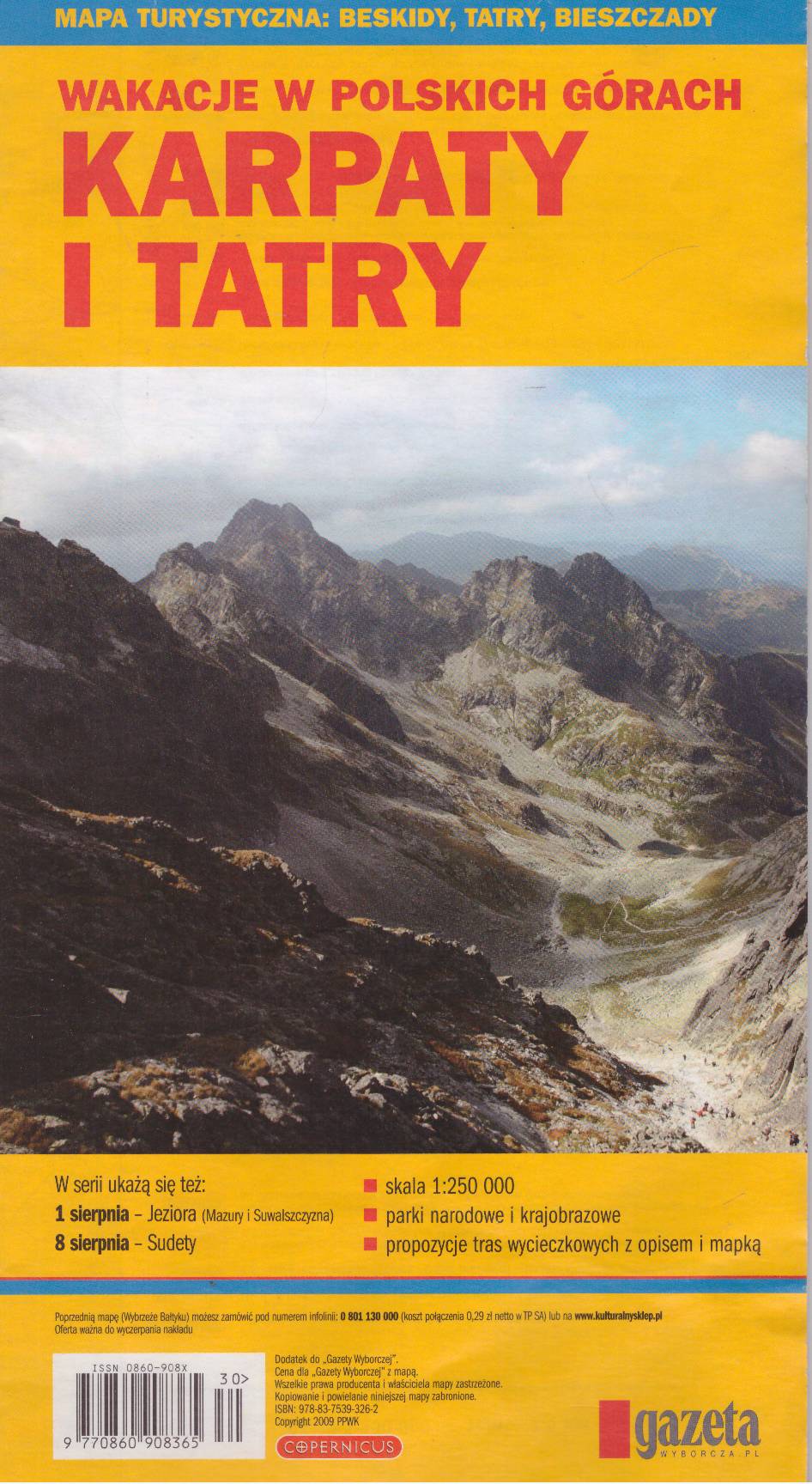 KARPATY I Tatry Mapa Turystyczna Beskidy Tatry Bieszczady Skala 1 