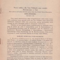 Nowe rośliny dla Tatr Polskich oraz notatki florystyczne z Tatr.