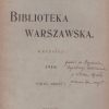BIBLIOTEKA Warszawska. Pismo miesięczne, poświęcone nauce, literaturze, sztukom i sprawom społecznym. Warszawa 1910-1911. - obrazek 2