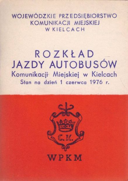 ROZKŁAD Jazdy W.P.K.M. - Kielce. 1976.