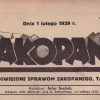 ZAKOPANE. Czasopismo poświęcone sprawom Zakopanego, Tatr i Podhala.