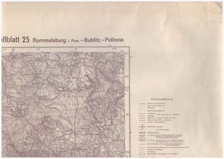 RUMMELSBERG i. Pom. /Miastko/ - Bublitz - Pollnow. Karte des Deutschen Reiches 1:100 000. Grossblatt 25.
