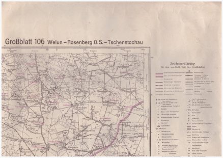 WELUN /Wieluń/ - Rosenberg O. S. - Tschenstochau. Karte des Deutschen Reiches 1:100 000. Grossblatt 106.