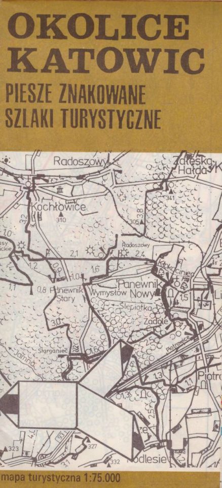 OKOLICE Katowic. Piesze znakowane szlaki turystyczne. Mapa turystyczna 1:75 000.