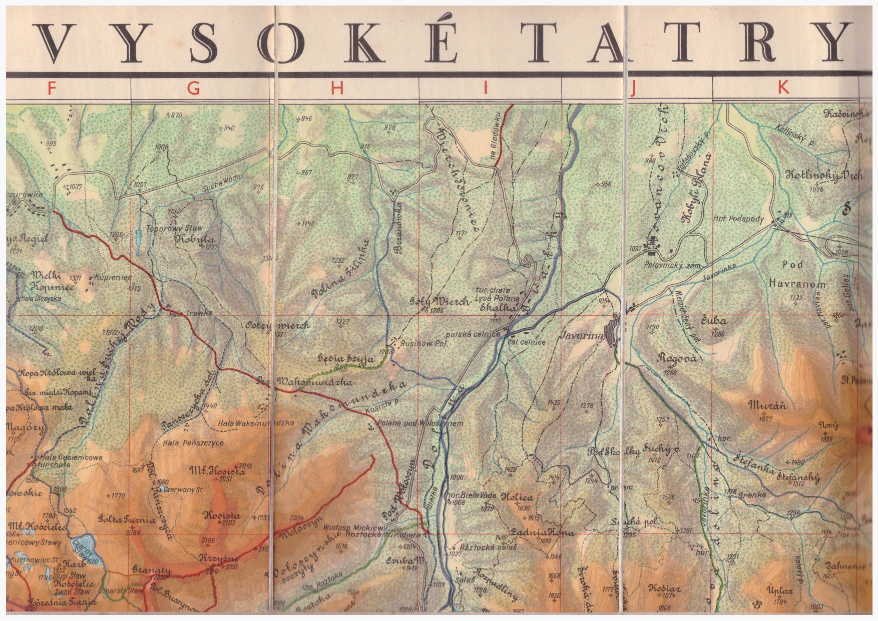 VYSOKE Tatry. High Tatra. Haut Tatra. Hohe Tatra. Magas Tatra. Mapa w skali 1:50 000.