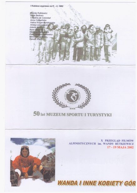 WANDA i inne kobiety gór. X Przegląd Filmów Alpinistycznych im. Wandy Rutkiewicz. 17 – 19 maja 2002.