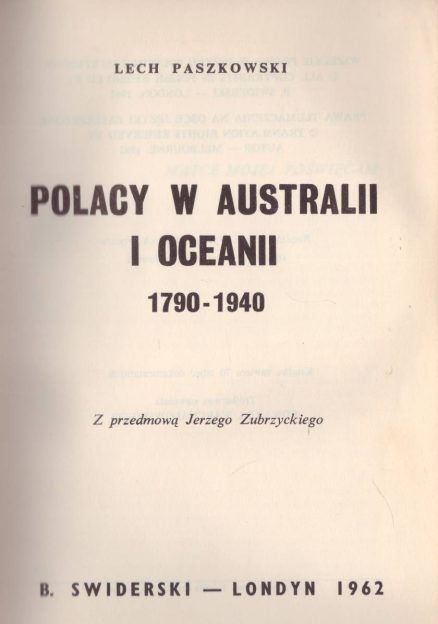 Polacy w Australii i Oceanii 1790 – 1940.