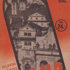 HLAVNI Mesto Praha. Situačni plan s novym rozdelenim obci, spravnym seznamem uli a trati elektr. drahy.