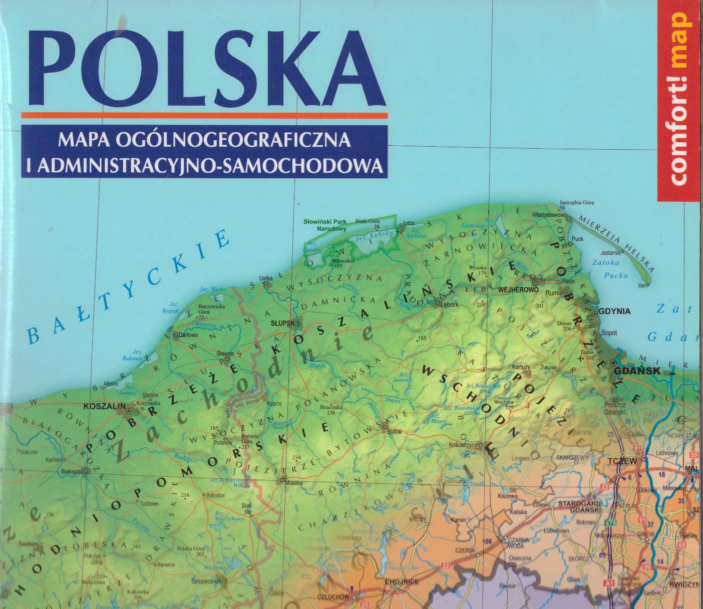 POLSKA. Mapa ogólnogeograficzna i administracyjno-samochodowa. Skala 1:1 000 000.