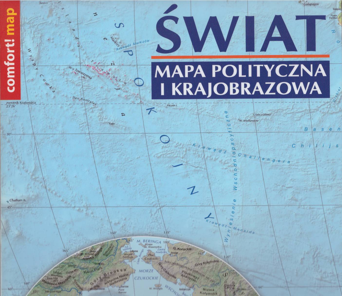 ŚWIAT. Mapa polityczna i krajobrazowa. Skala 1:31 000 000.