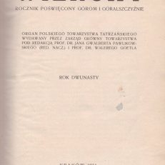WIERCHY 1934 rocznik 12. Rocznik poświęcony górom i góralszczyźnie.