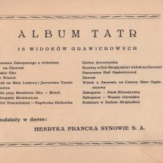 ALBUM Tatr. 16 widoków grawiurowych.