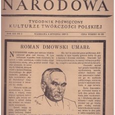 MYŚL Narodowa. Tygodnik poświęcony kulturze twórczości polskiej. Warszawa, 8 stycznia 1939 r. Rok XIX Nr 2.
