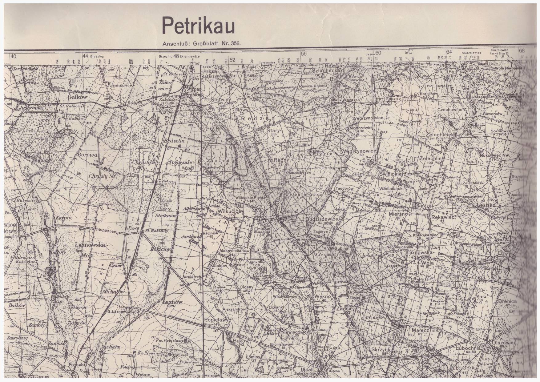 PETRIKAU /PIOTRKÓW Trybunalski/. Mapa w skali 1:100 000. Grossblatt nr 365. Sonderausgabe.