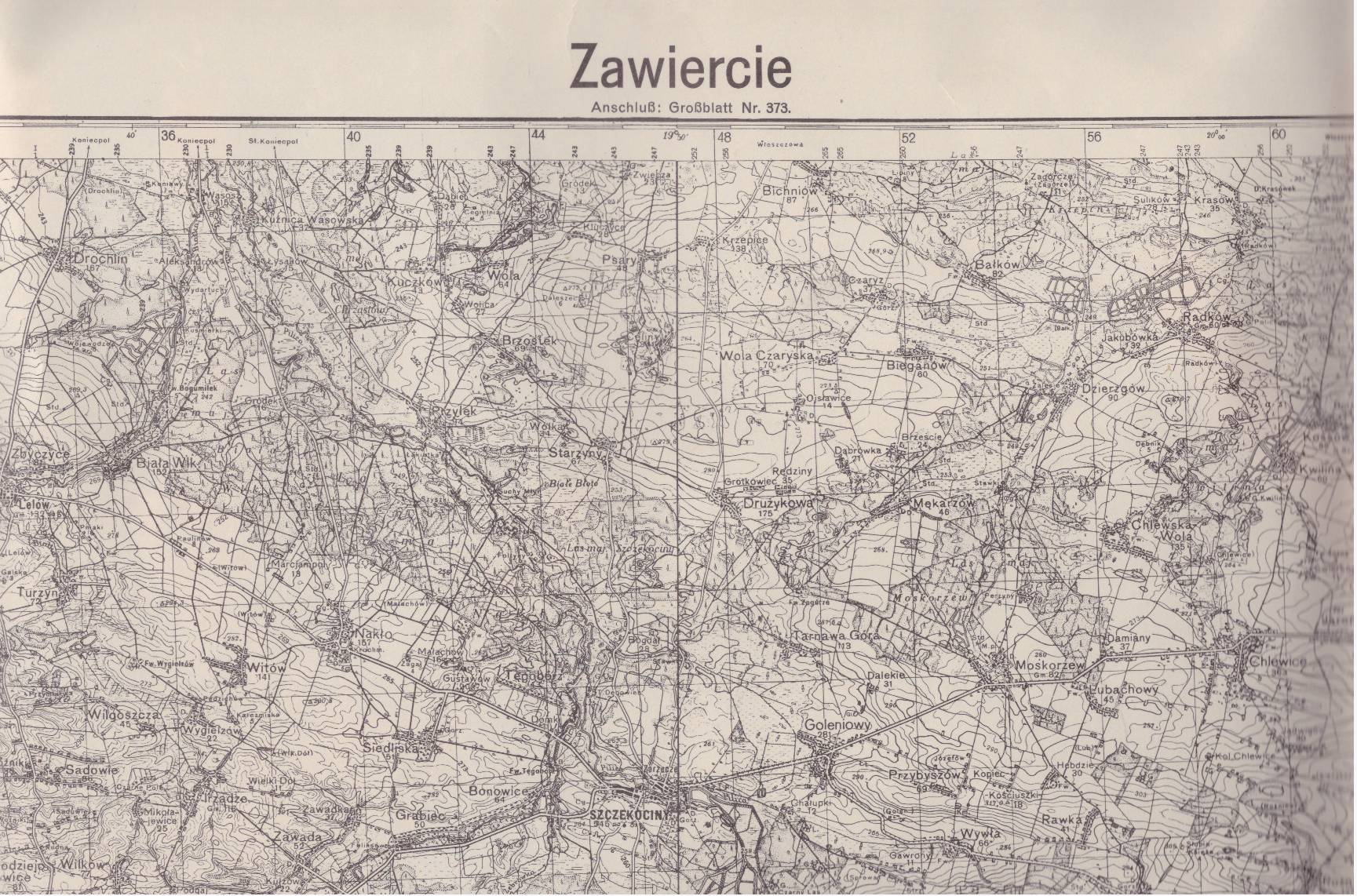ZAWIERCIE. Grossblatt Nr 381. Mapa w skali 1:100 000. Sonderausgabe.