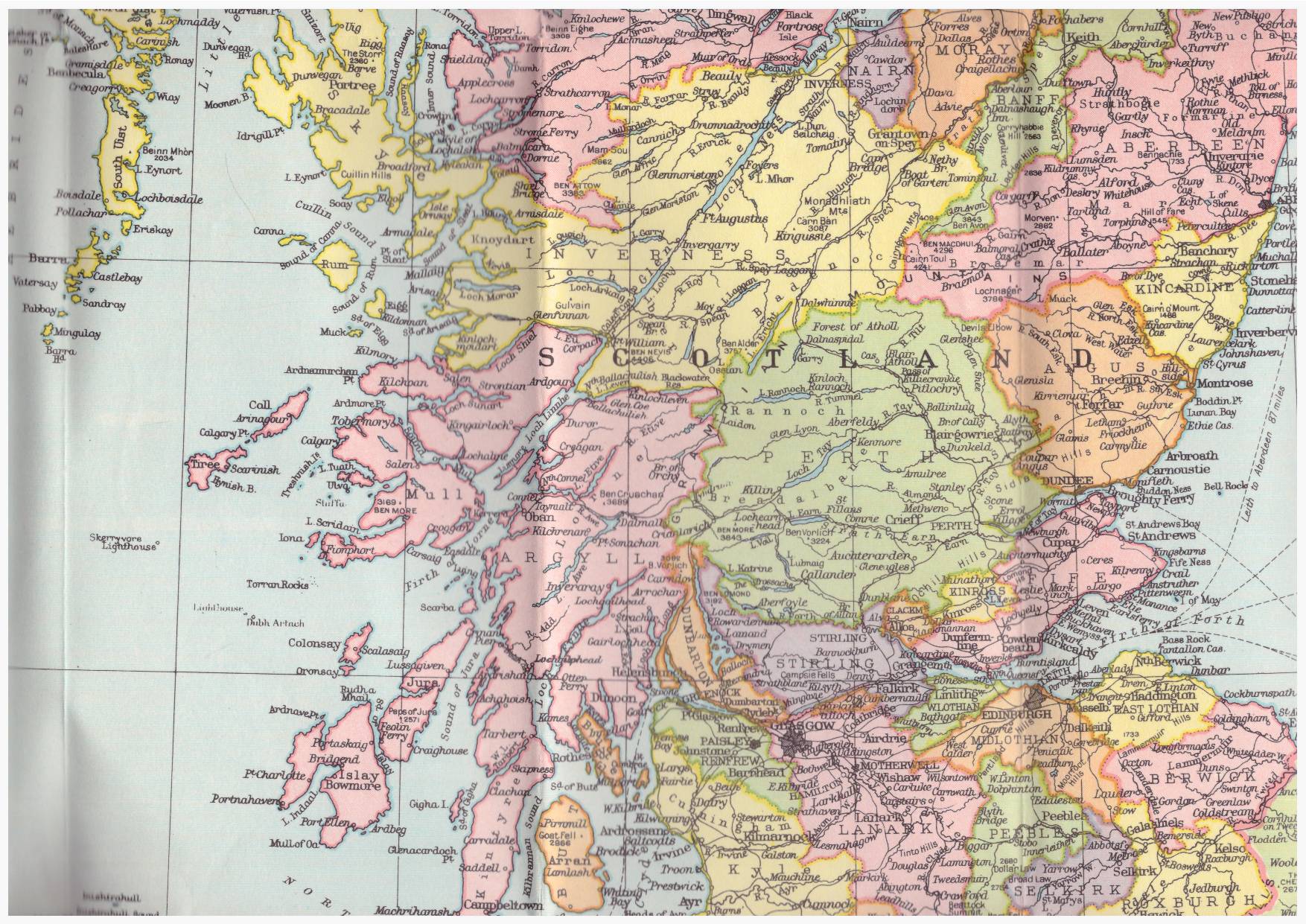 MAP of the BRITISH ISLES showing counties in colour. - obrazek 3