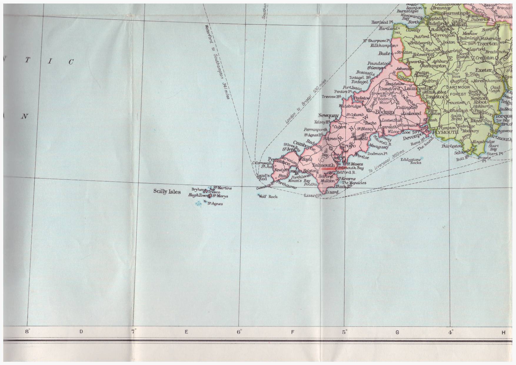 MAP of the BRITISH ISLES showing counties in colour. - obrazek 2